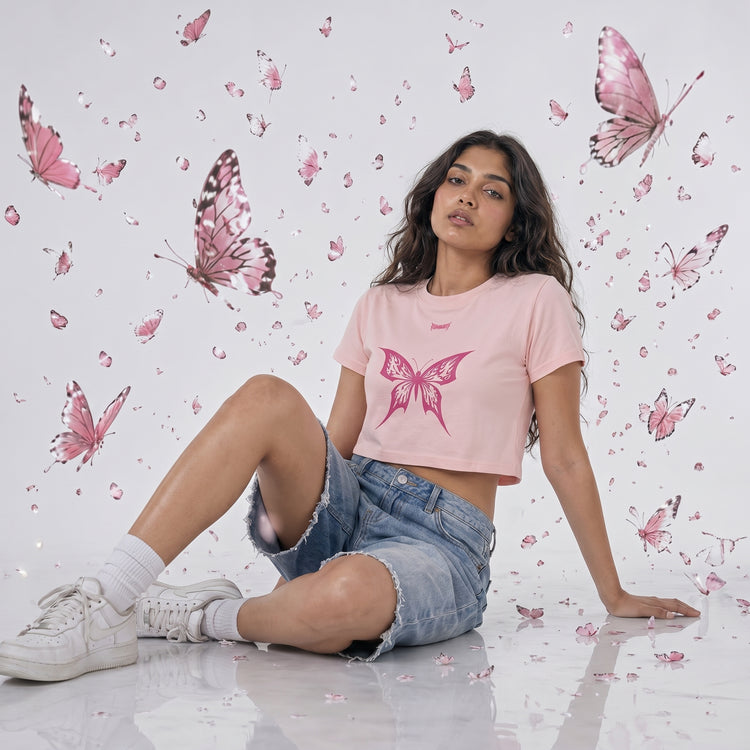 Pink Butterfly - Crop Top