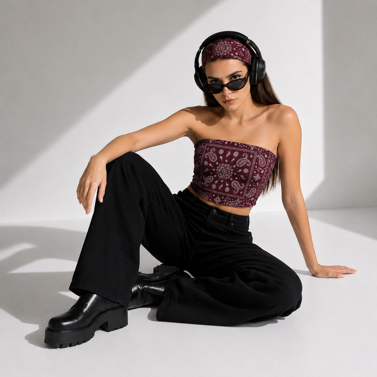 Maroon-Paisley - Tube Top