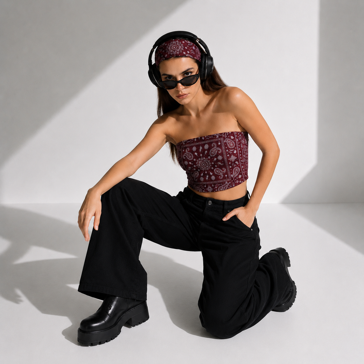 Maroon-Paisley - Tube Top
