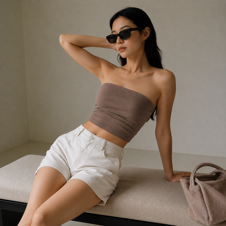 Mocha Mousse & Terracotta Tube Top