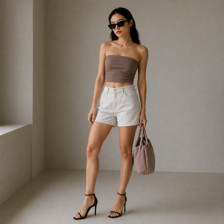 Mocha Mousse & Terracotta Tube Top
