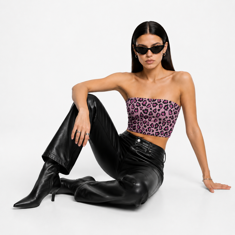 pink leopard Tube Top