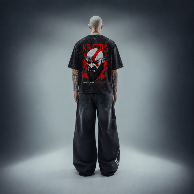 GOD OF WAR - Unisex Acid Washed Oversized Tee