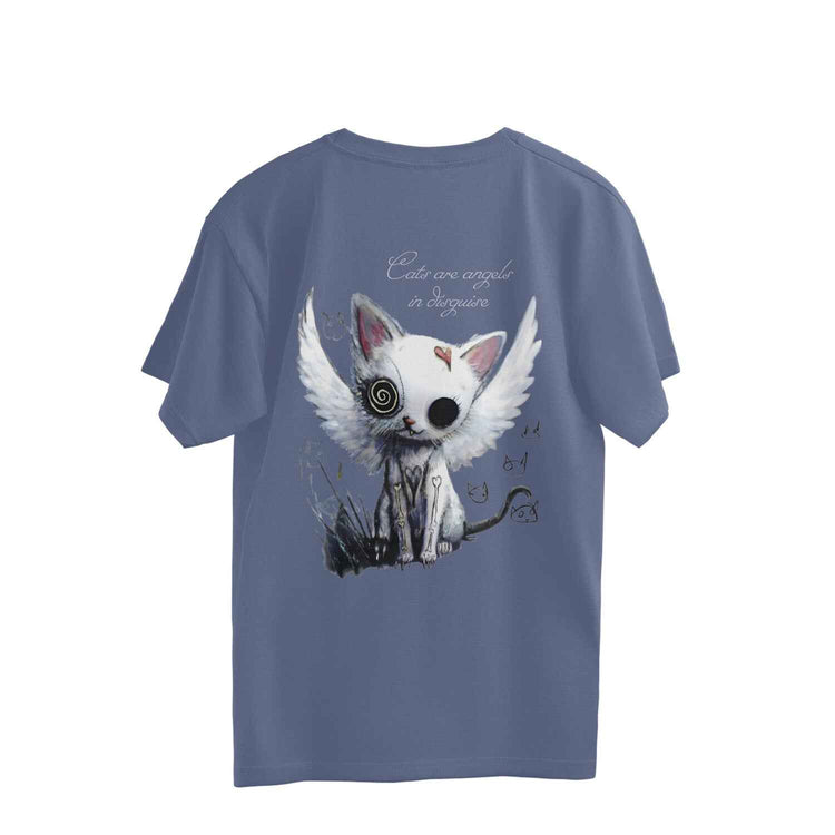 Angel Kitten Oversized Tee in Dusty Navy – Comfortable and Stylish