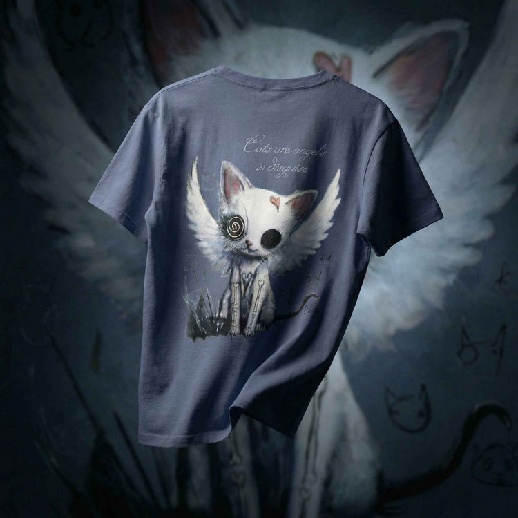Angel Kitten Oversized Tee in Dusty Navy – Comfortable and Stylish