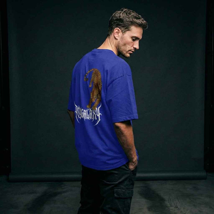 PSY CAT Oversized Tee in Royal Blue for Ultimate Trendy Comfort