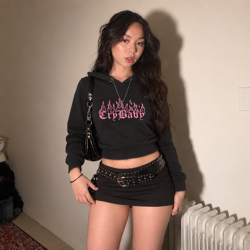 CRY BABY - Female Cropped Hoodie