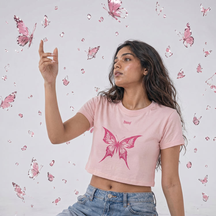 Pink Butterfly - Crop Top