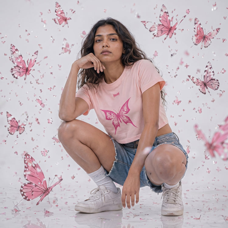 Pink Butterfly - Crop Top
