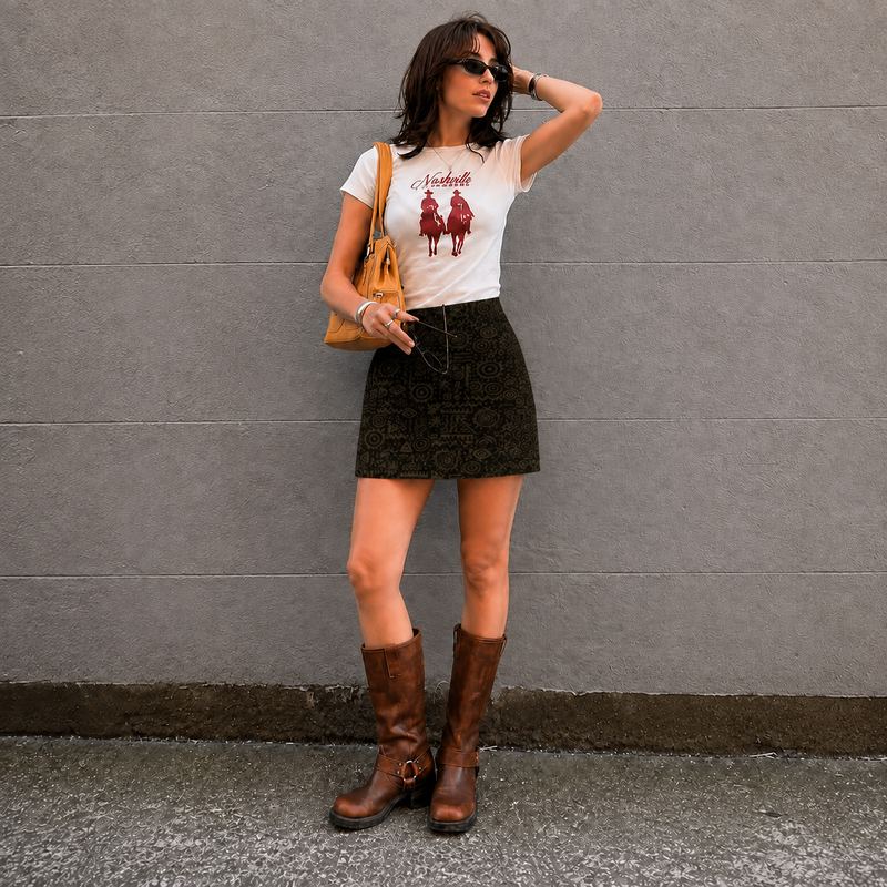 Dark Mudcloth-Aop Mini Skirt