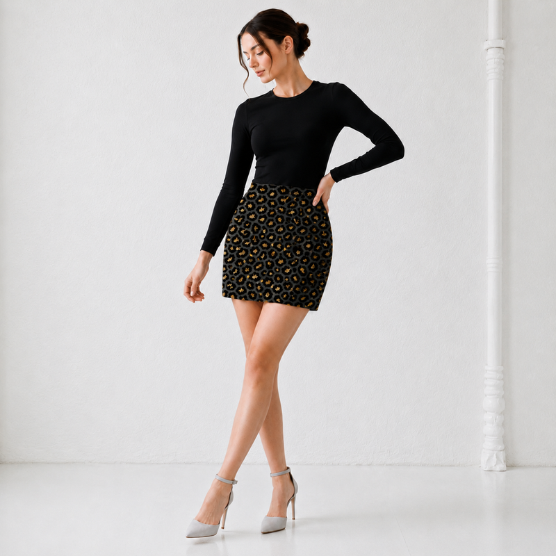 The Metallic Leopard - Aop Mini Skirt