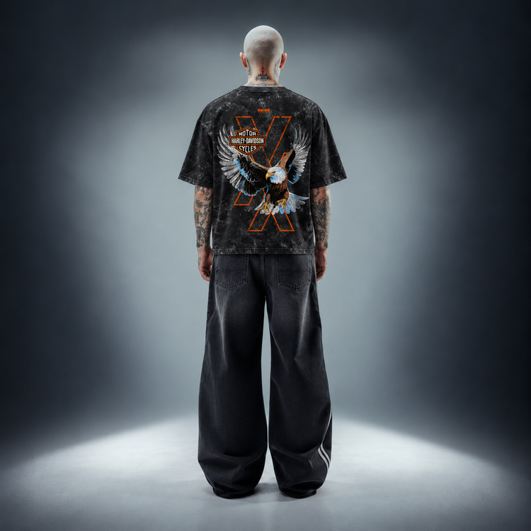 Harley Davidson(x)- Unisex Acid Washed Oversized Tee
