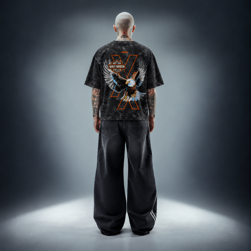 Harley Davidson(x)- Unisex Acid Washed Oversized Tee
