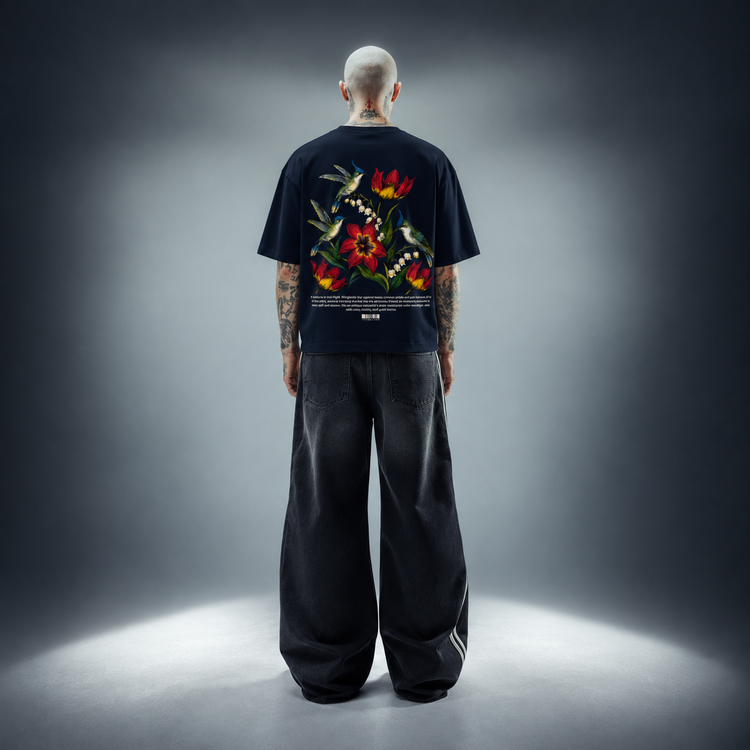 Hummingbird Garden - Unisex Terry Oversized Tee