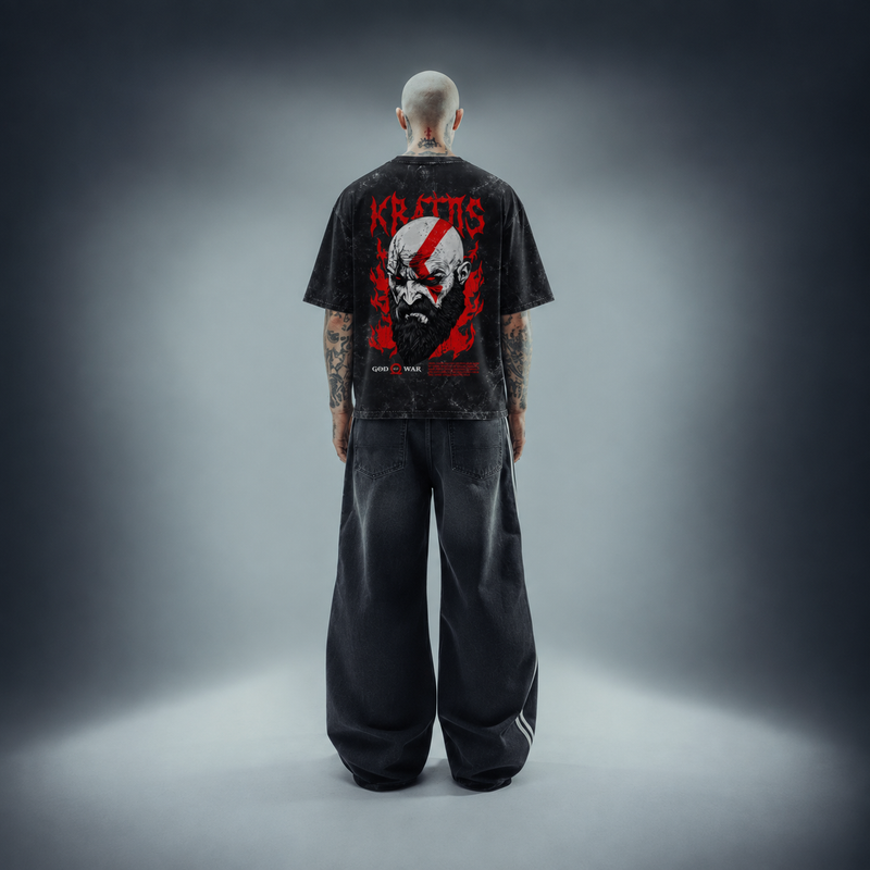 GOD OF WAR - Unisex Acid Washed Oversized Tee