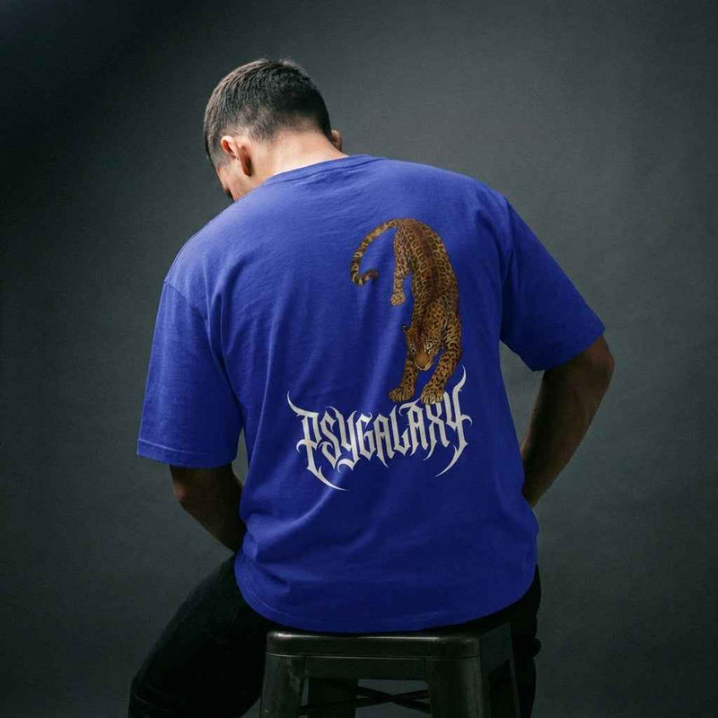 PSY CAT Oversized Tee in Royal Blue for Ultimate Trendy Comfort