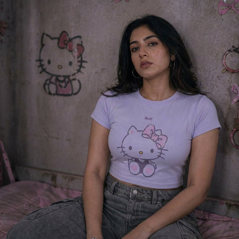 LAVENDER KITTY - Crop Top