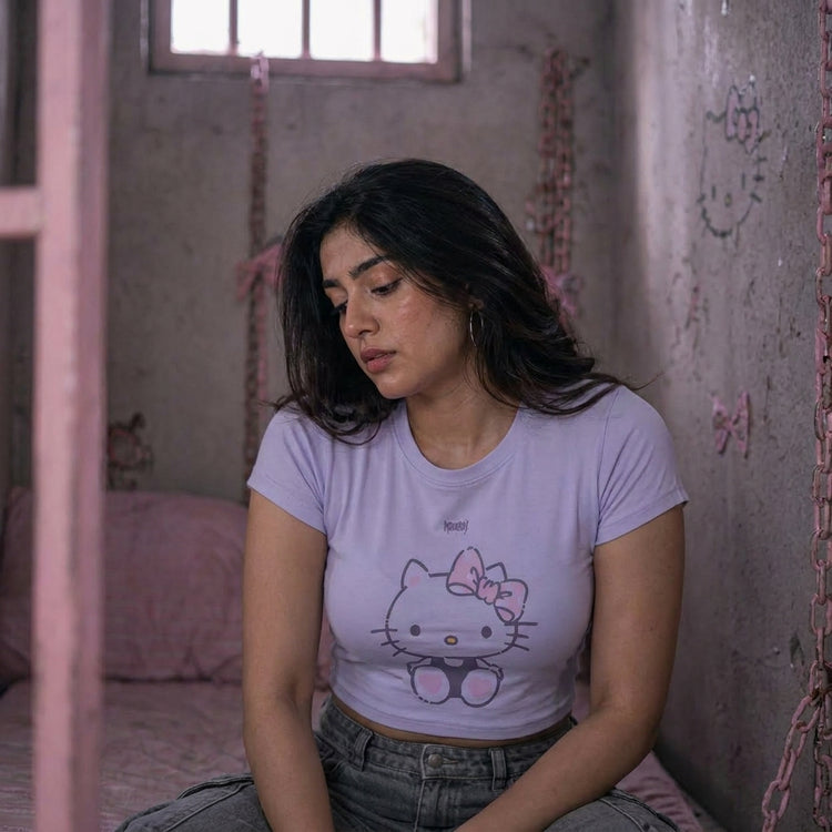 LAVENDER KITTY - Crop Top
