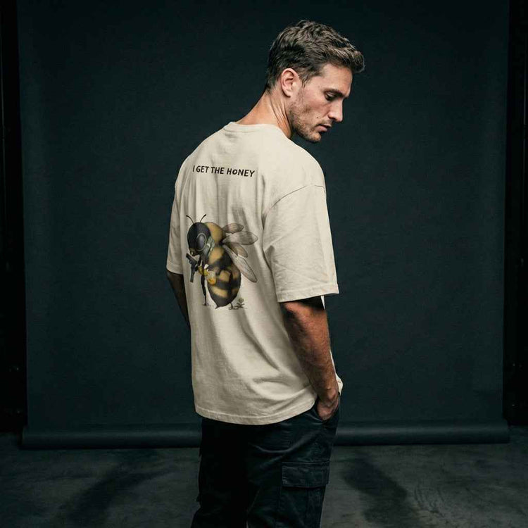 GANGSTA BEE - Oversized Tee (Beige)