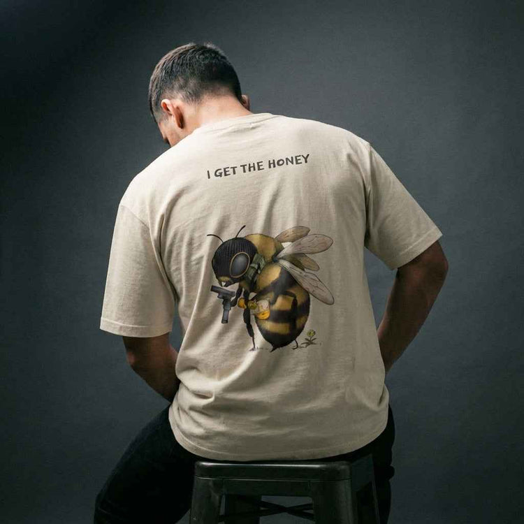 GANGSTA BEE - Oversized Tee (Beige)
